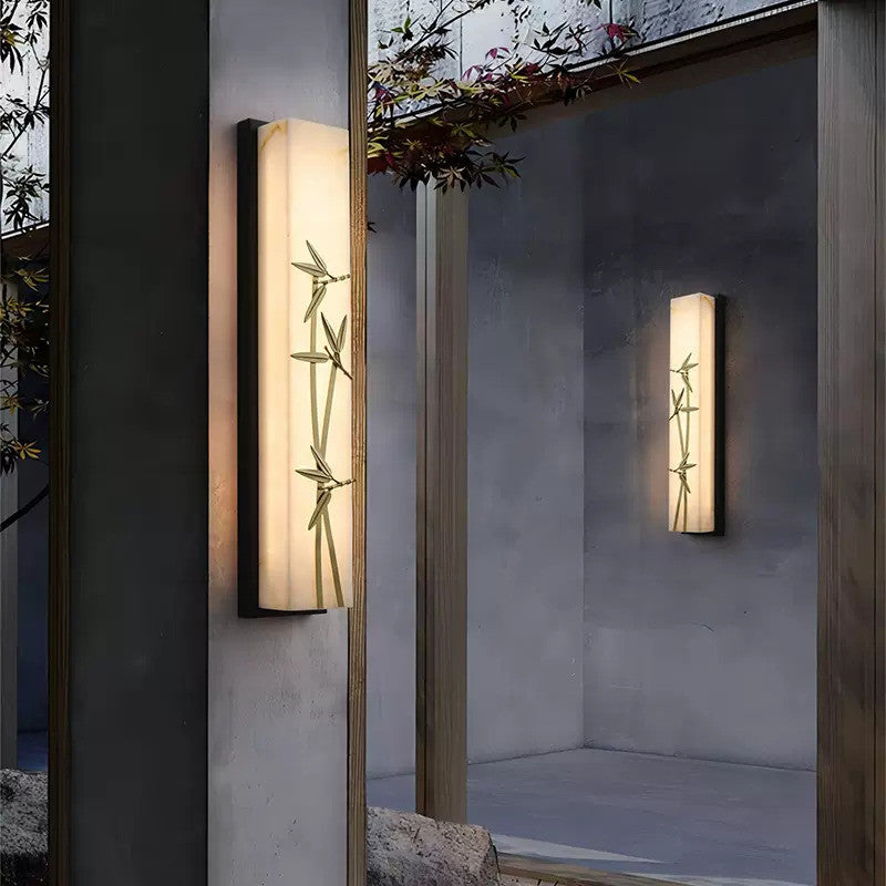 Creative Marble Wall Lamp in Chinese Style for Living Room, Bedroom, Bamboo Leaves