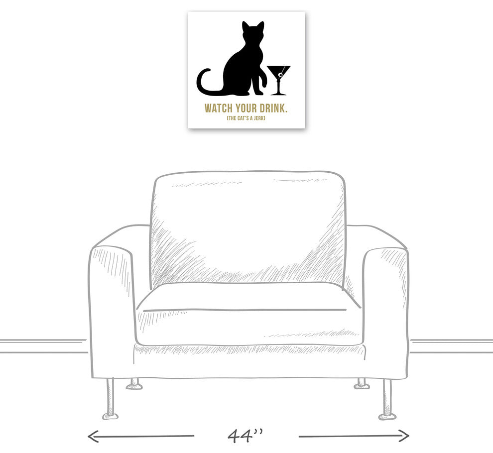 Designs Direct Creative Group Jerk Cat Martini 16x16 Canvas Wall Art
