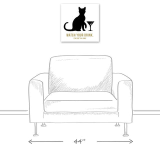 Designs Direct Creative Group Jerk Cat Martini 16x16 Canvas Wall Art