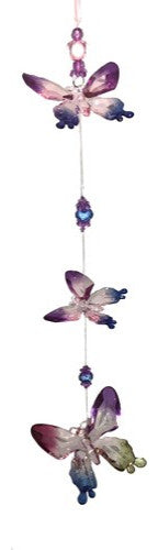 Five Tone Hanging Acrylic 3-Piece Butterfly Chain, 6 Assorted Colors