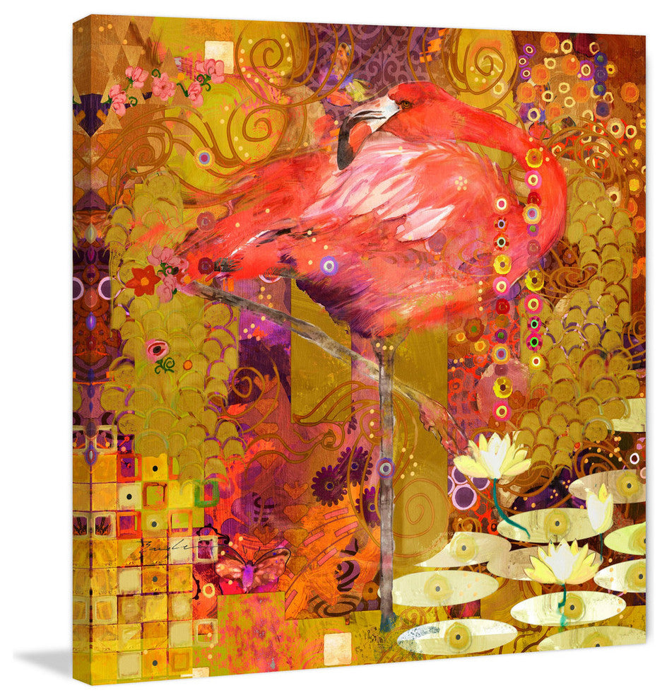 "Flamingo Mingle" Painting Print on Wrapped Canvas