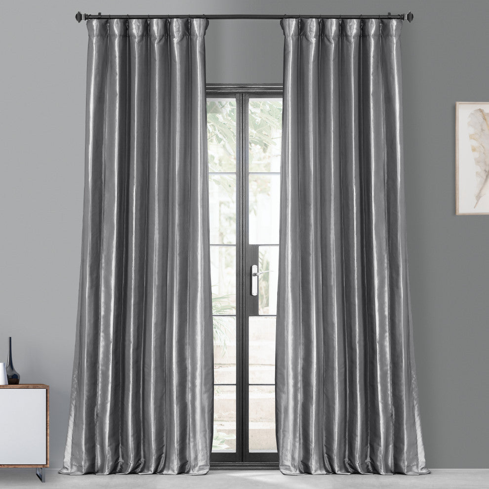 Platinum Blackout FauxSilk Taffeta Curtain Single Panel, 50"x120"