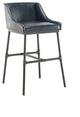 Benzara BM209054 Leatherette Bar Stool with Riveted Metal Backing, Blue/Black