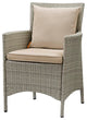 Side Dining Chair and Table Set, Rattan, Wicker, Gray Beige, Outdoor