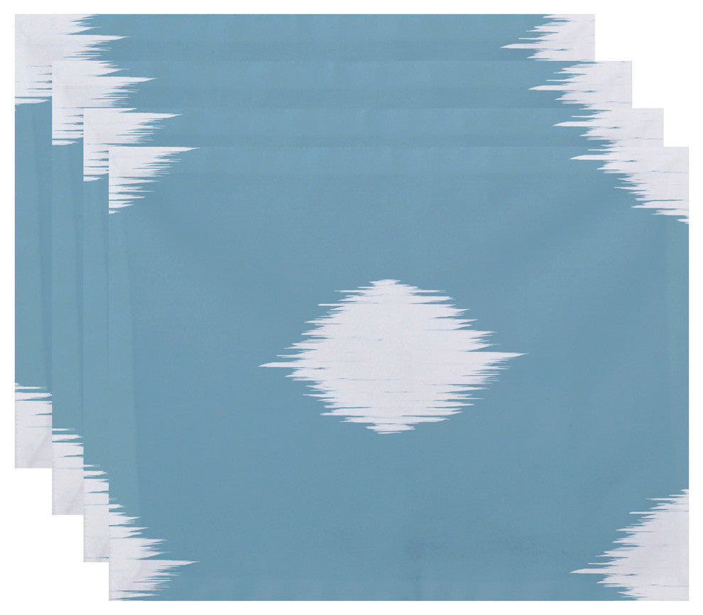 Hol-I-Kat, Holiday Ikat Print Placement, Light Blue, Set of 4