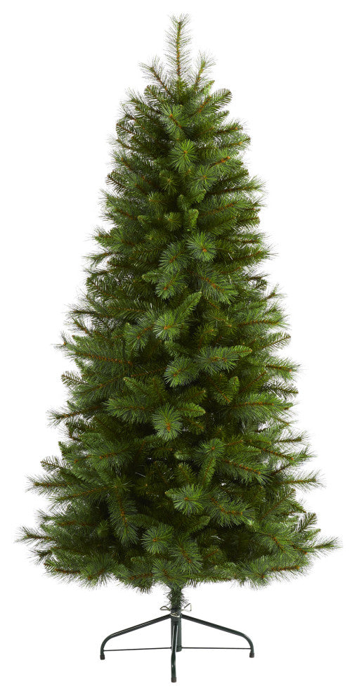 6' Slim West Virginia Mountain Pine Faux Xmas Tree With 629 Bendable Branches