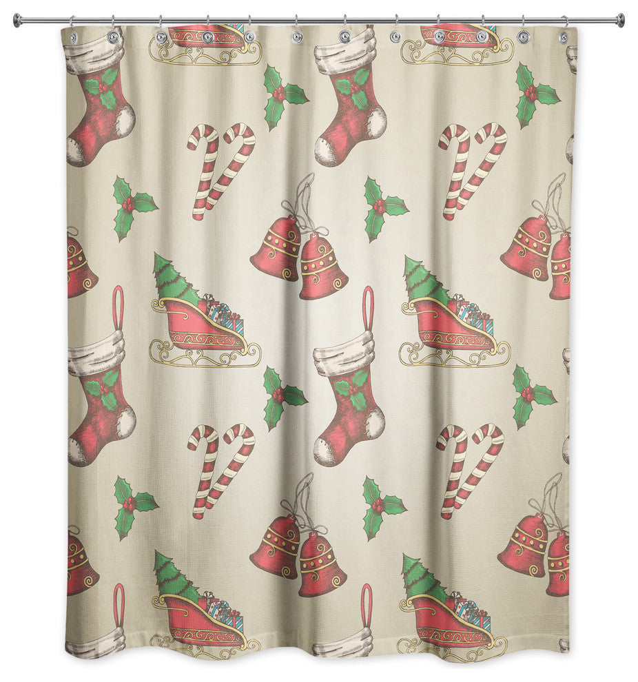 Vintage Christmas Pattern 71x74 Shower Curtain
