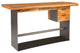 Iron Frame Standing Desk With Drawers, Chamcha Wood, Natural, Bar Height