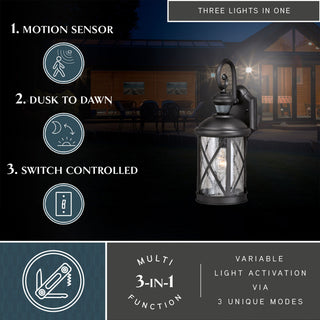 Henderson Black Motion Sensor Dusk to Dawn Outdoor Wall Light