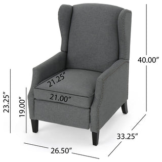GDF Studio Weyland Contemporary Fabric Wingback Pushback Recliner, Charcoal