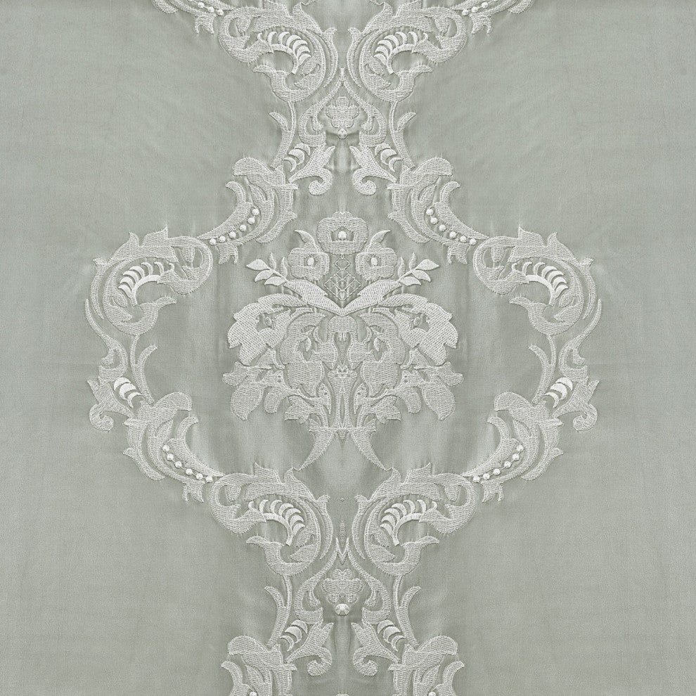 Anastasia Sterling Grey Designer Embroidered Fabric Sample, 4Wx4L
