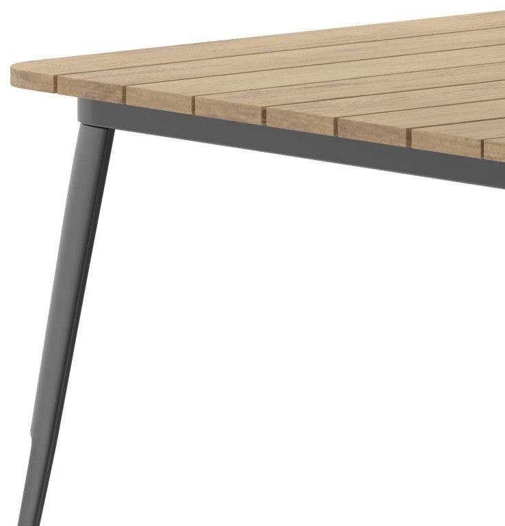 Declan Commercial Indoor/Outdoor Dining Table with Umbrella Hole, 36" Square, Brown/Black