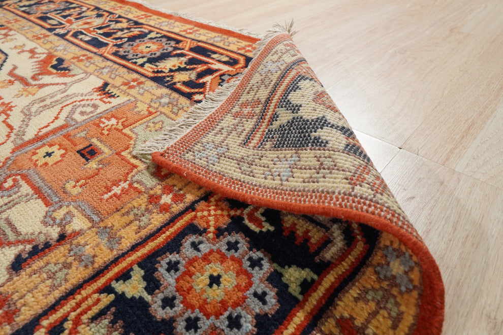 Hand-Knotted Wool Rust Traditional Oriental Serapi Rug, 9' X 12'