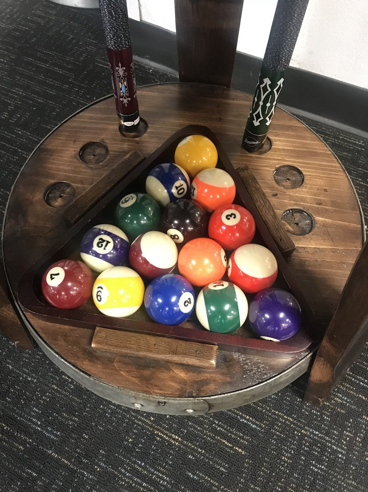 Barrel Head Pool Cue Rack, Pine
