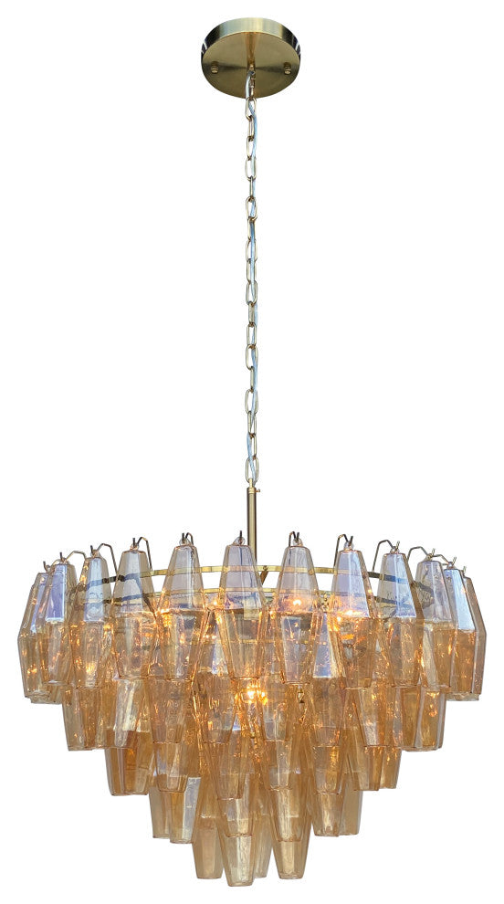 Ciara Faceted Amber Glass Chandelier, Champagne Gold