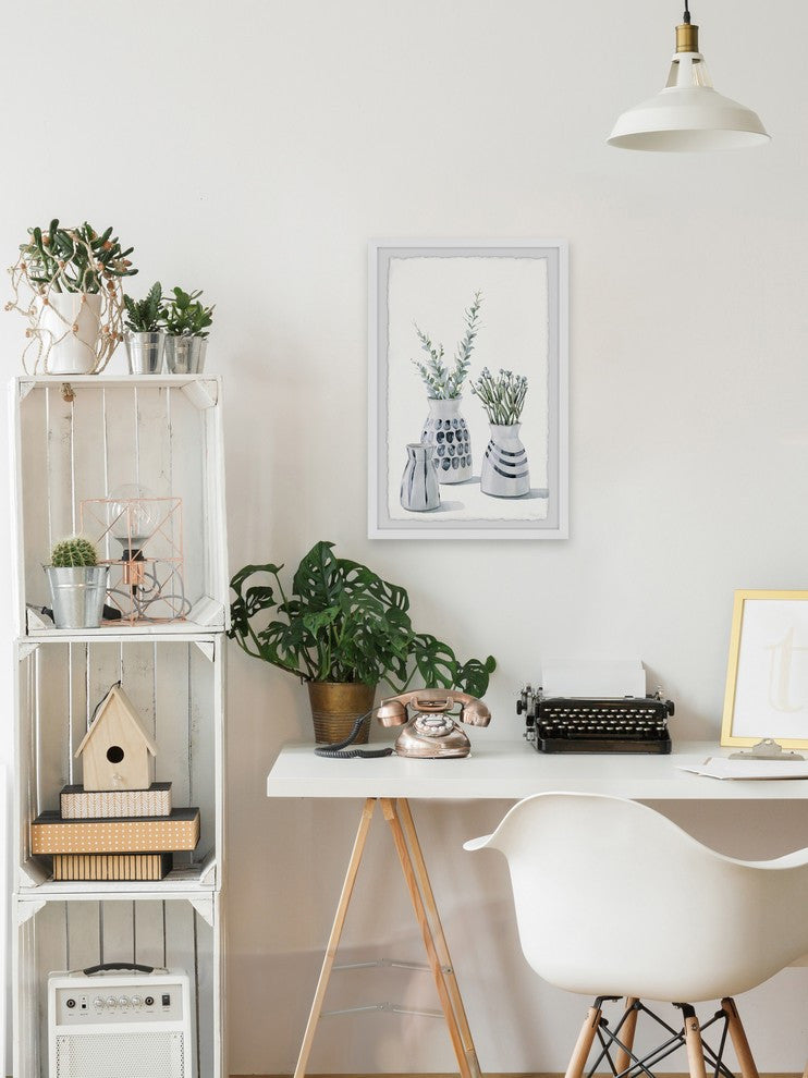 "Ceramic Patterned Vases" Framed Painting Print, 24"x36"