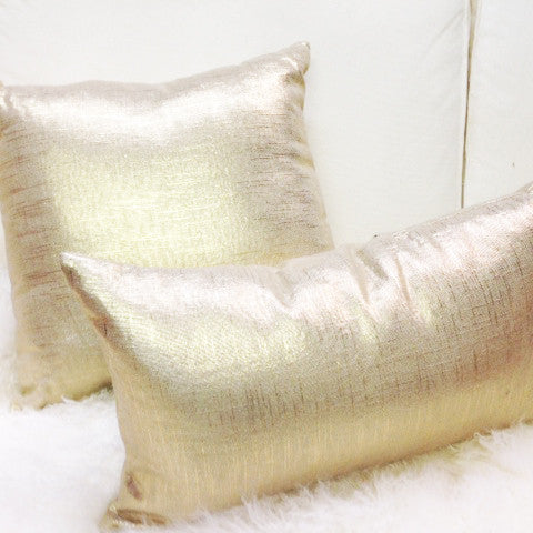 Pillow Decor - Tuscany Linen Metallic Throw Pillow, Gold, 12" X 20"