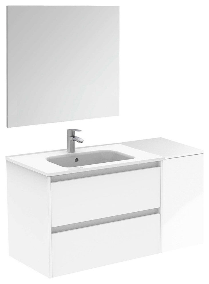 36" Vanity Set with Mirror and Sink Sansa by Royo, White, 44"