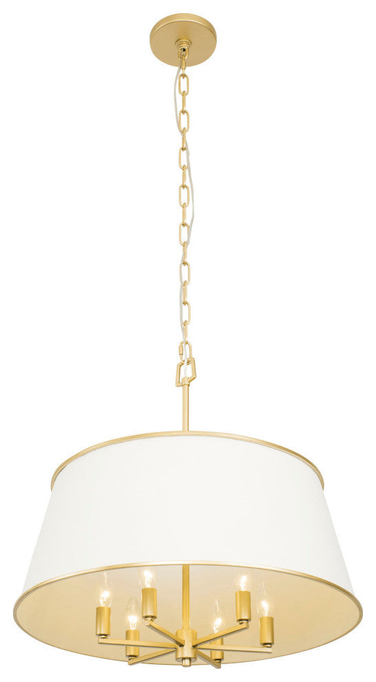 Coco 6-Lt  Pendant - Matte White/French Gold