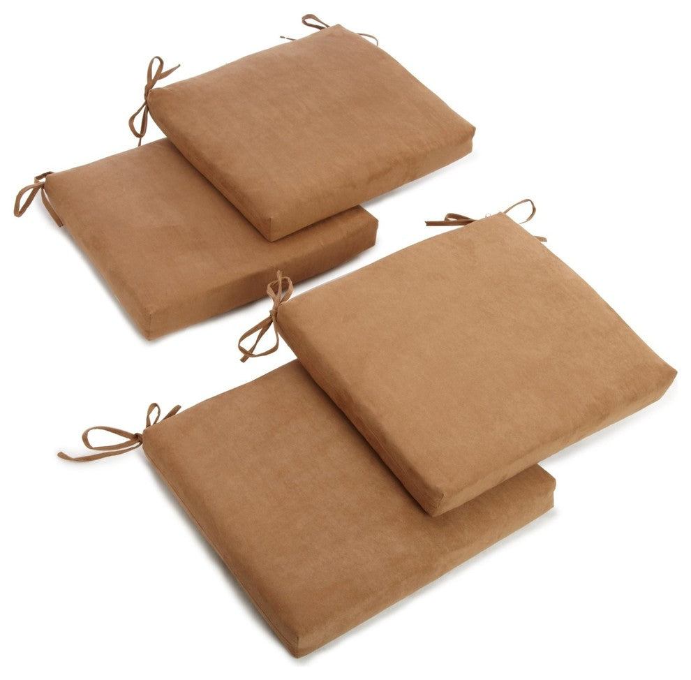 20"x19" Polyester Chair Cushion, Set of 4, Saddle Brown