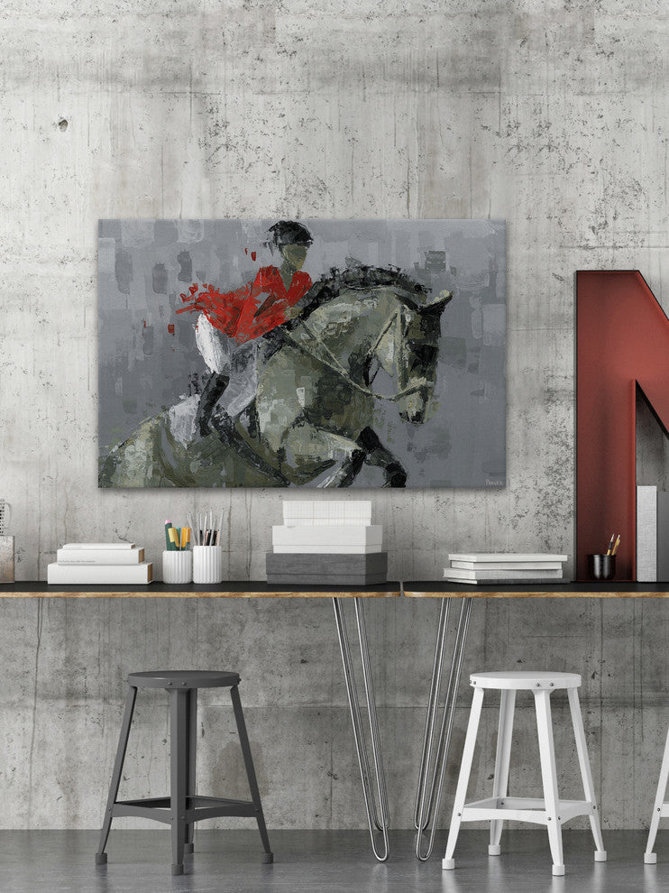 "Equestrian Trick Riding" Painting Print on Wrapped Canvas, 60"x40"