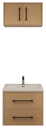 Victoria 24" Solid Wood Bath Vanity, Overhead Cabinet, Yellow Oak