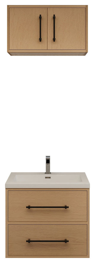 Victoria 24" Solid Wood Bath Vanity, Overhead Cabinet, Yellow Oak