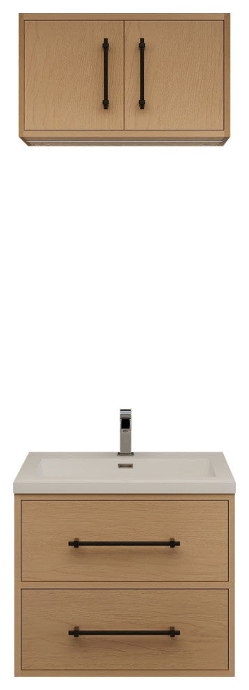 Victoria 24" Solid Wood Bath Vanity, Overhead Cabinet, Yellow Oak