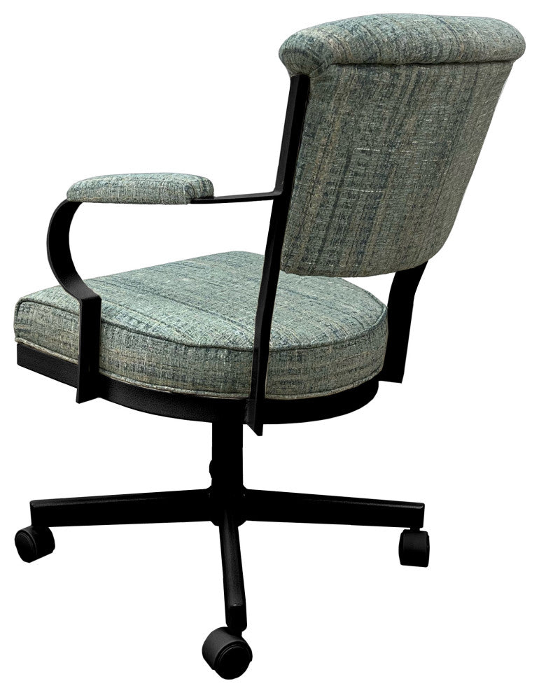 Miami Swivel Metal Dining Caster Chair - Reading Base, Watusi Aquatint, Black