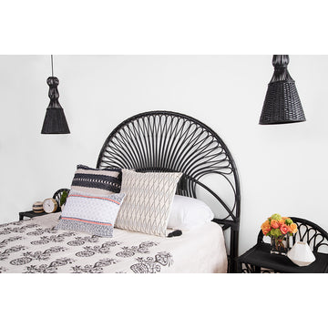 Rattan Loop Headboard Black, King