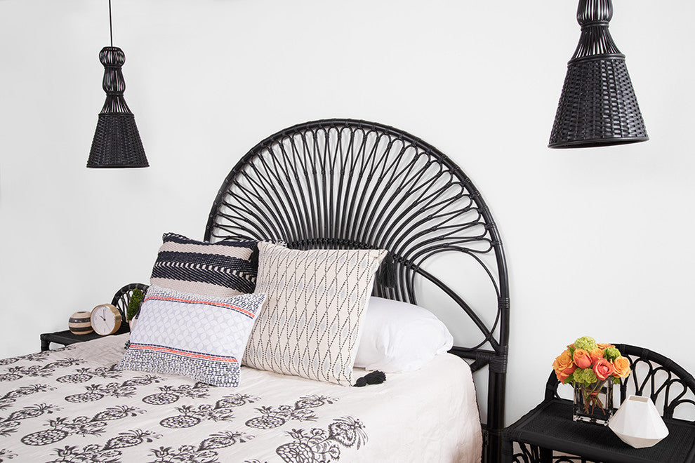 Rattan Loop Headboard Black, King