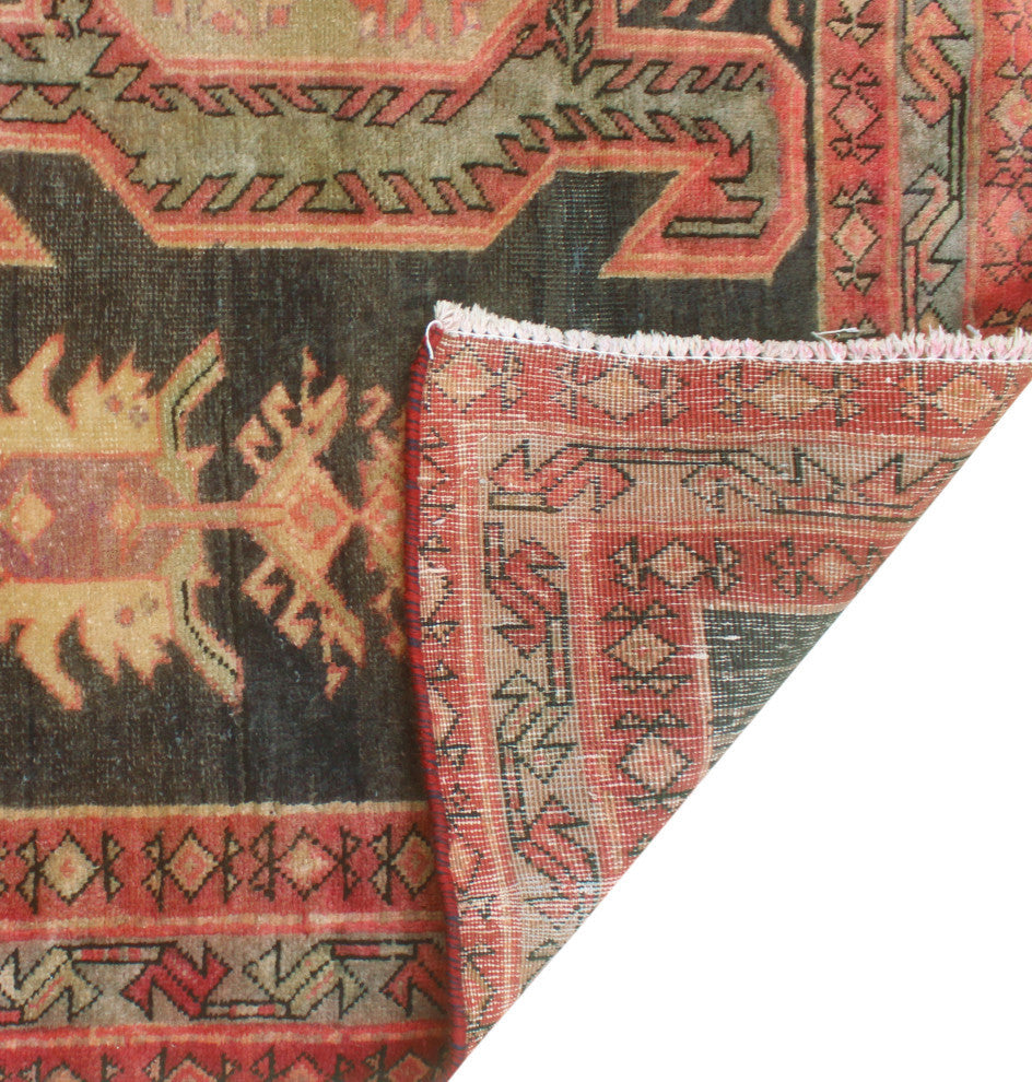 Fine Vintage Distressed Bellia Charcoal/Rust Runner, 4'2x10'4