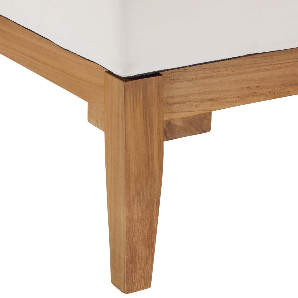 Sofa Corner Chair, Wood, Brown Natural White, Modern, Outdoor Patio Cafe Bistro