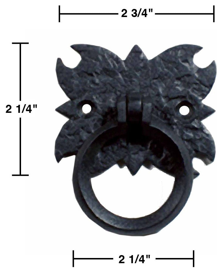 Ring Pull Cabinet Drawer Door Wrought Iron Black 2 3/4" Pack of 12