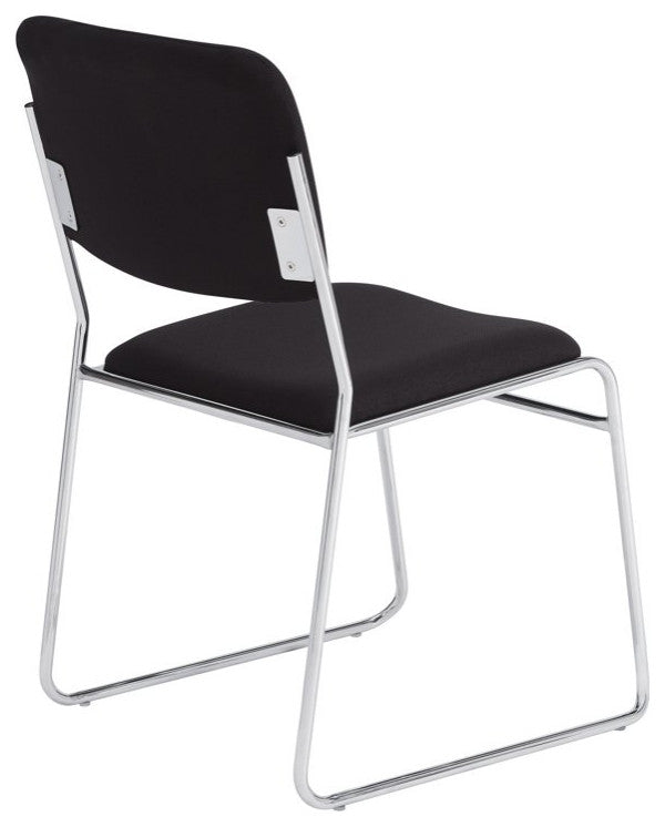 4 Pack Stackable Multipurpose Chair, Chrome Frame With Black Fabric Seat & Back