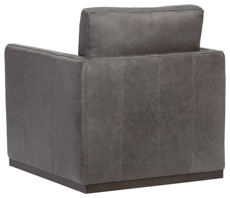 Portman Swivel Lounge Chair, Marseille Concrete Leather
