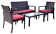 Augusta 4 Piece Deep Seating Set Outdoor Patio Furniture Wicker Resin Rattan