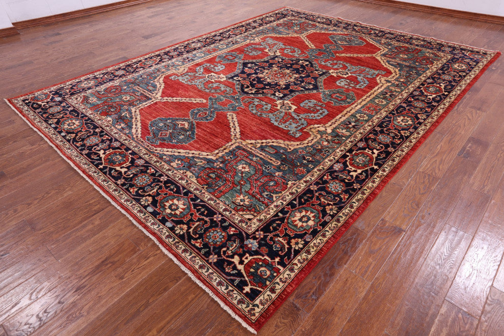 8' 11" X 12' 1" Persian Fine Serapi Handmade Wool Rug - Q12434