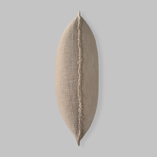 Organic Chic Washed Textured Pillow With Frayed Edges, Taupe