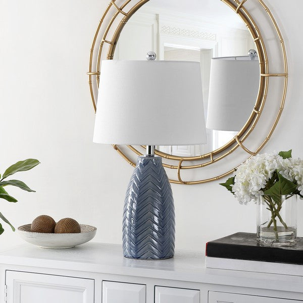 Safavieh Naji Glass Table Lamp Blue, Grey