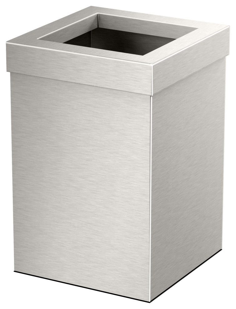 Square Modern Wastebasket, Satin Nickel