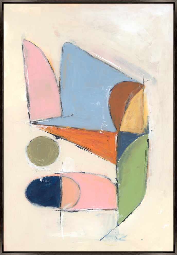 36x53 Whimsical Puzzle IV, Framed Artwork, Espresso