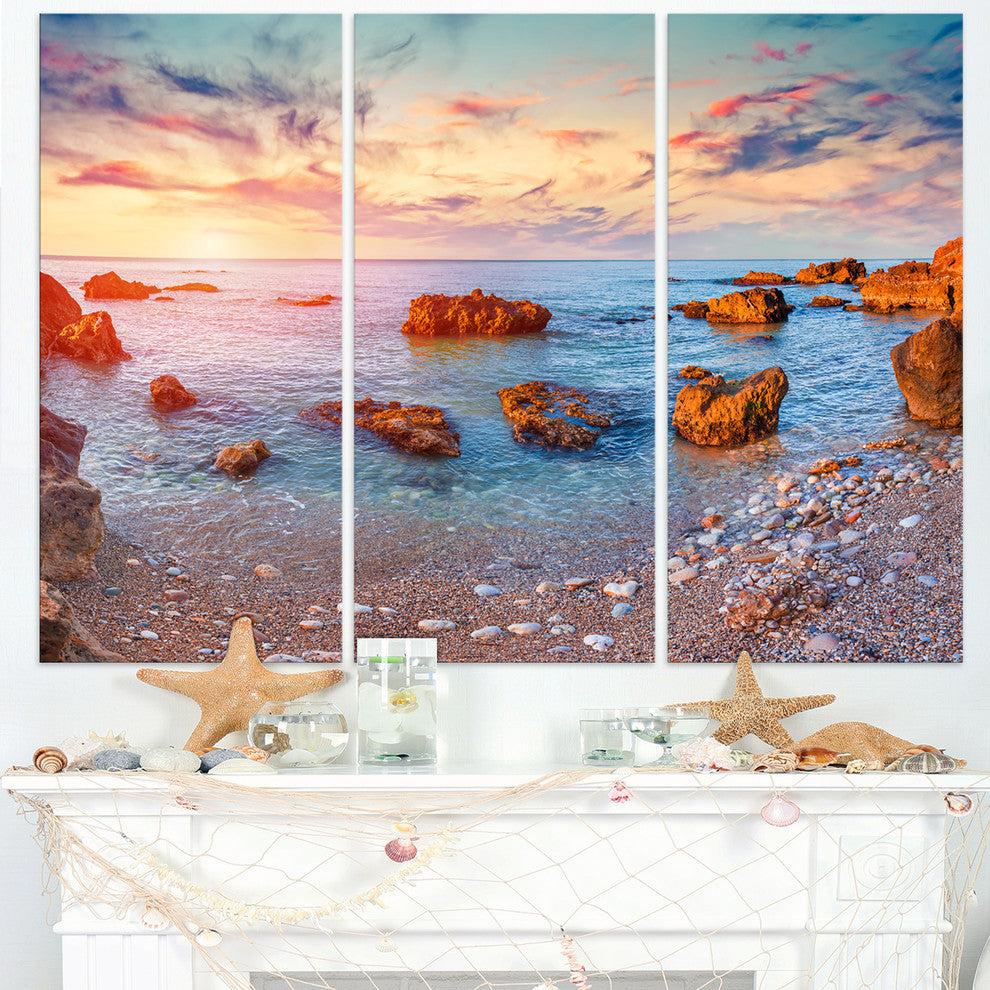 "Mediterranean Sea Sunrise" Photography Canvas Print, 3 Panels, 36"x28"