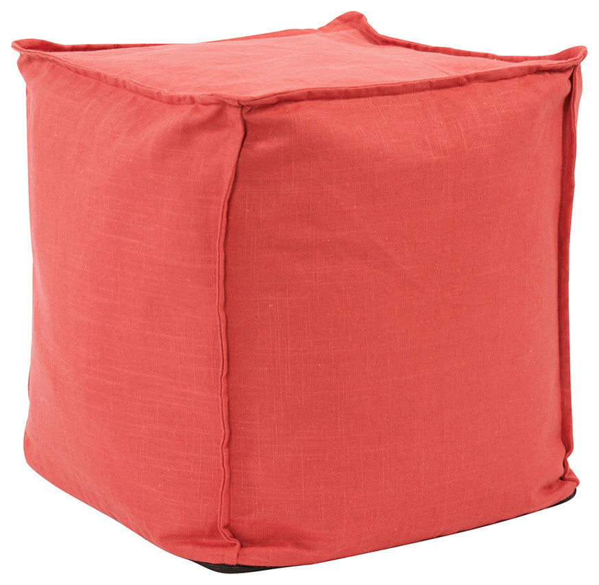Howard Elliott Linen Slub Poppy Square Pouf