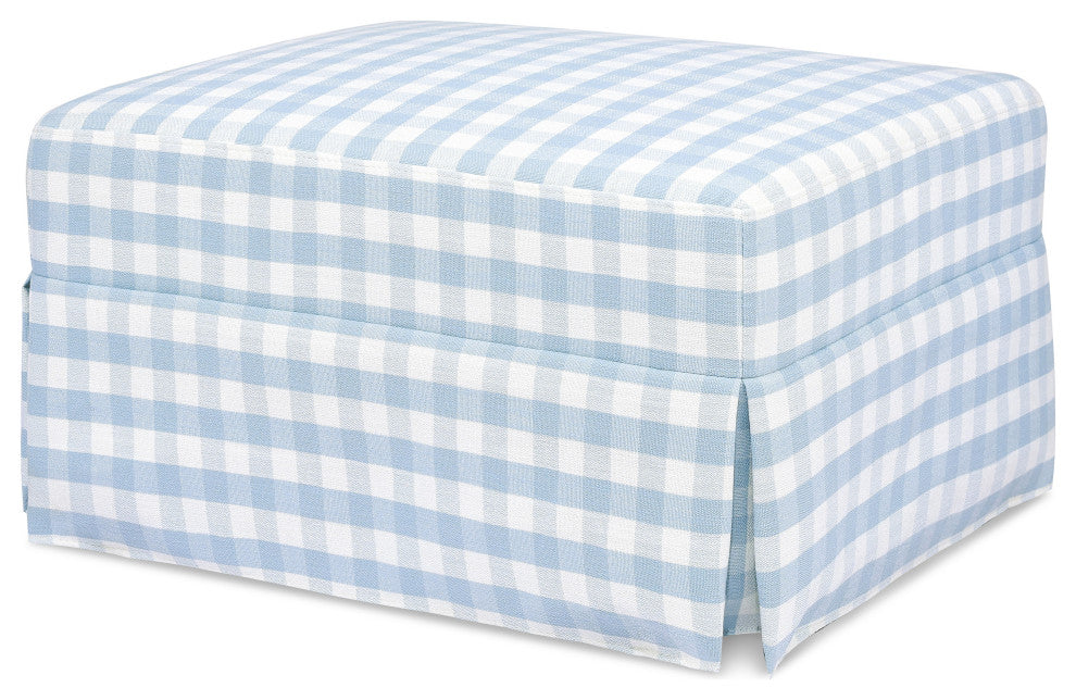 Crawford Gliding Ottoman, Blue Gingham