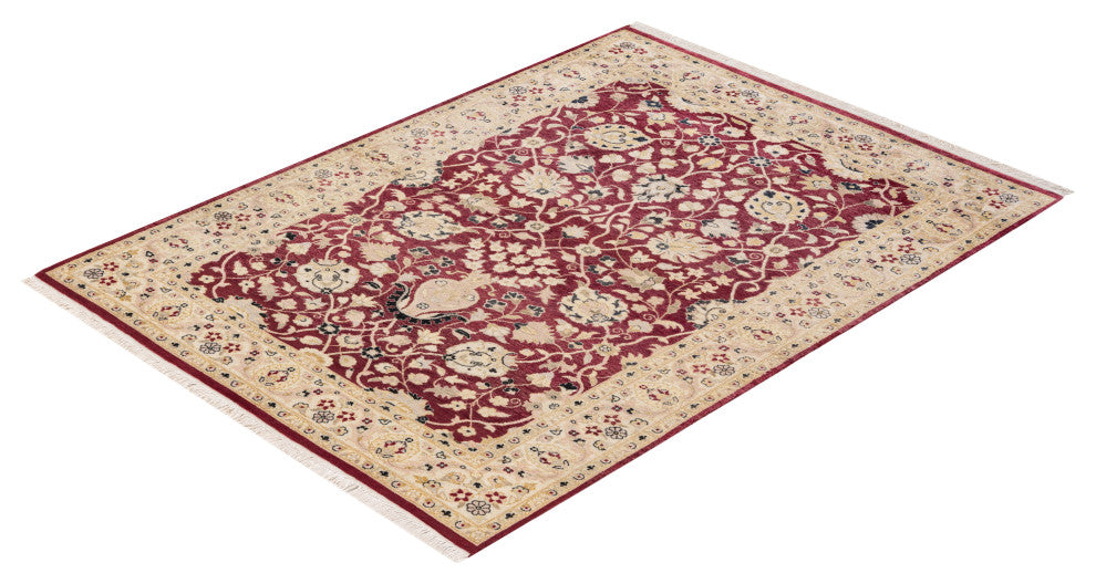 Hopang One-of-a-Kind Hand-Knotted Area Rug Orange, 4'2"x6'1"