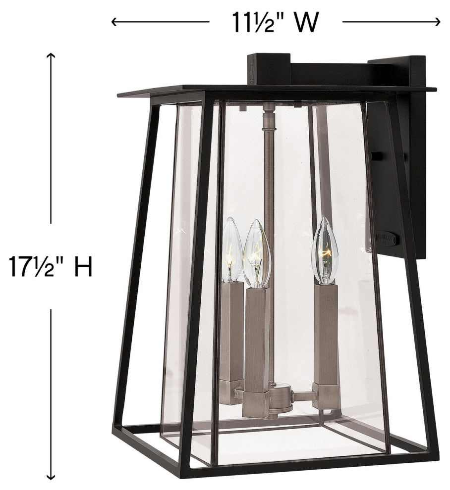 Hinkley Walker Medium Wall Mount Lantern, Black