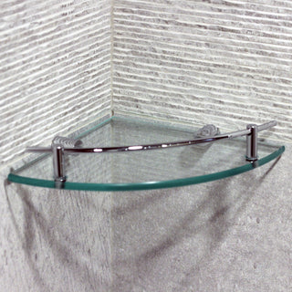 Wall Mounted Corner Glass Shelf, Chrome