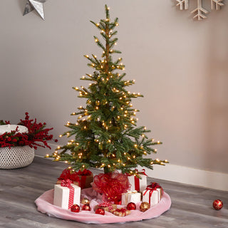 5' Layered Washington Spruce Faux Xmas Tree W/ Clear Lights & Bendable Branches