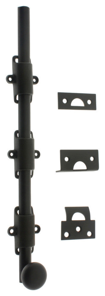 Genuine Solid Brass 18" Heavy Duty Surface Bolt, Matte Black